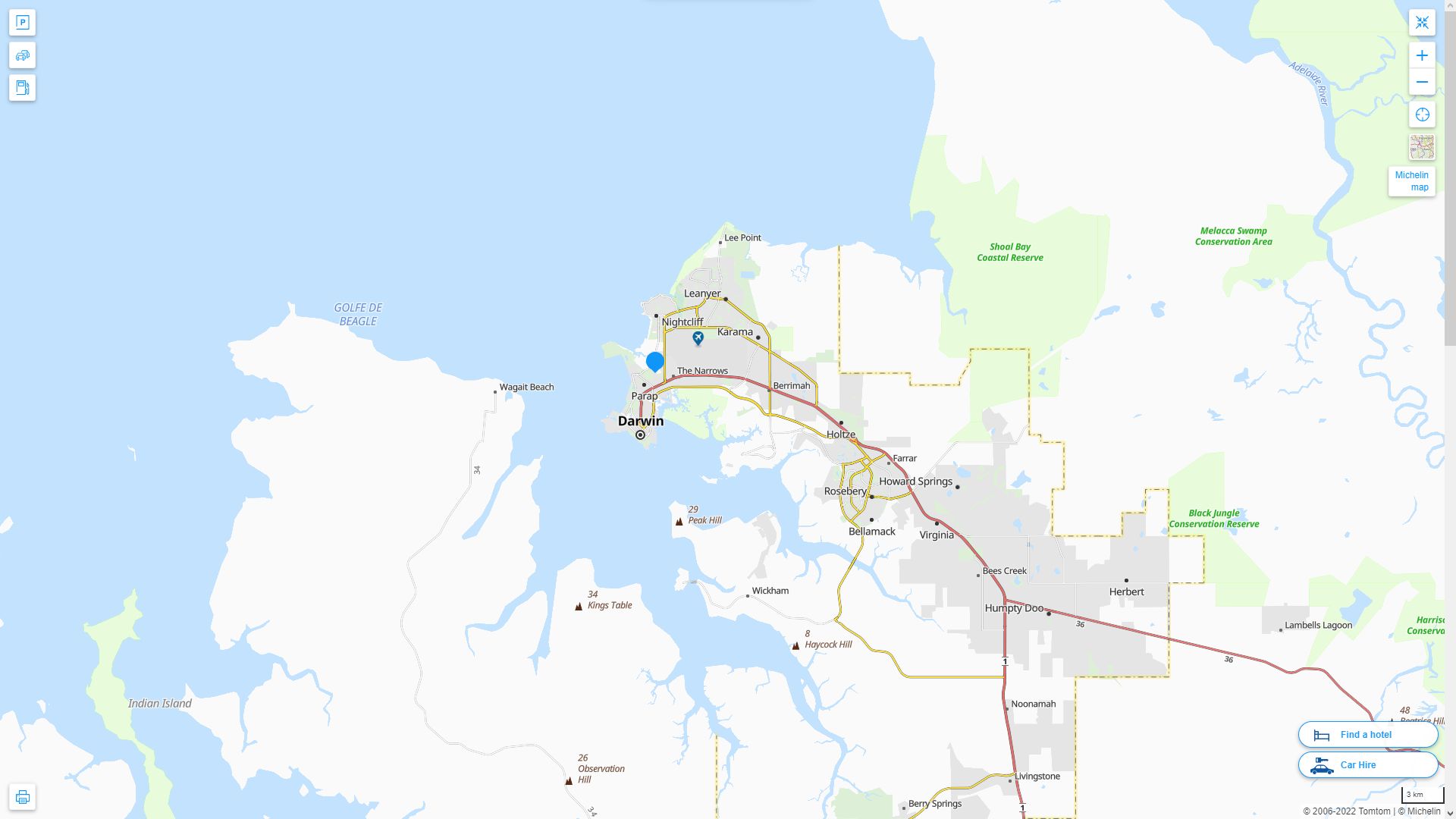 Darwin Highway and Road Map